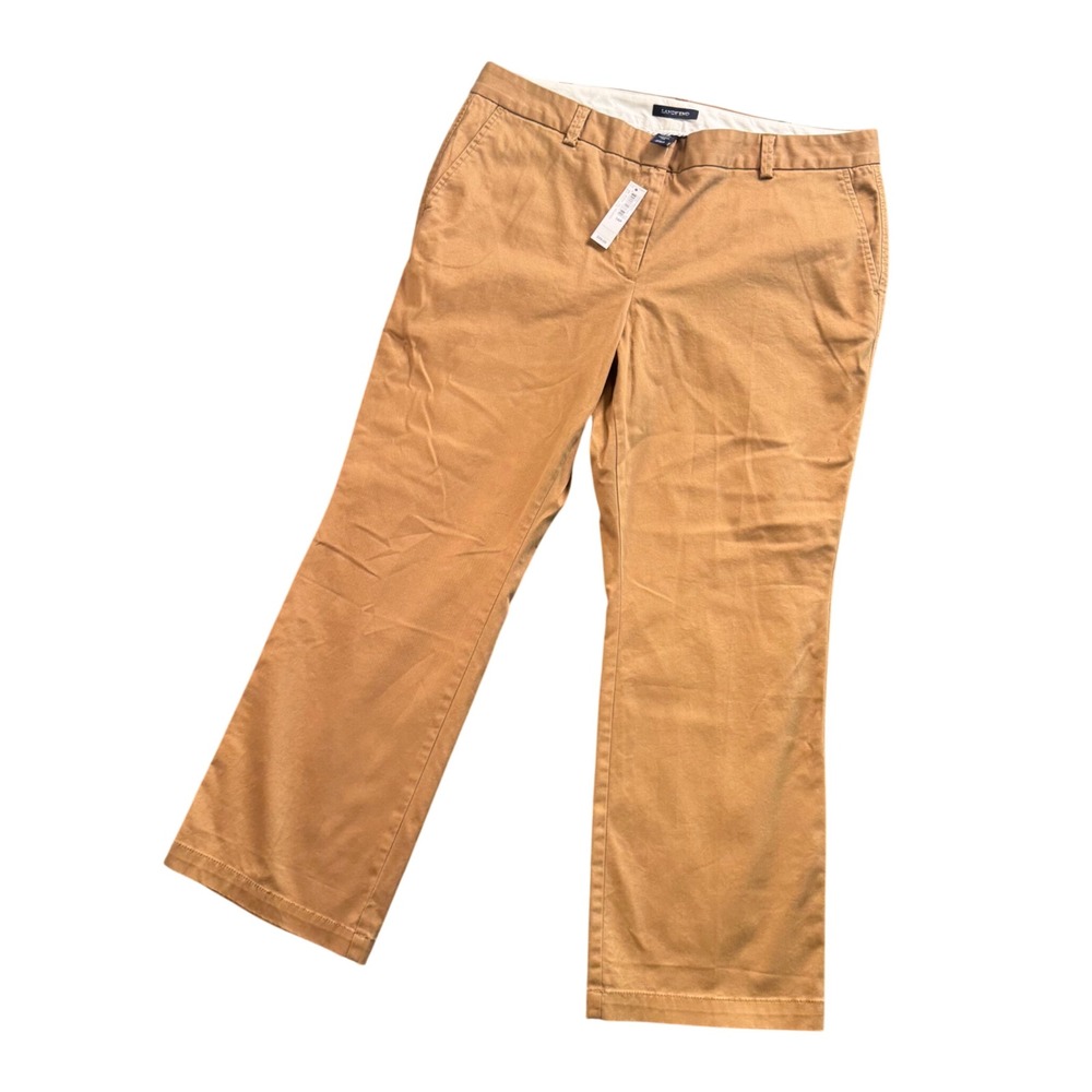 Lands End Womens Walnut Brown‎ Tailored Trousers 14P NWT Old Money Work Chic